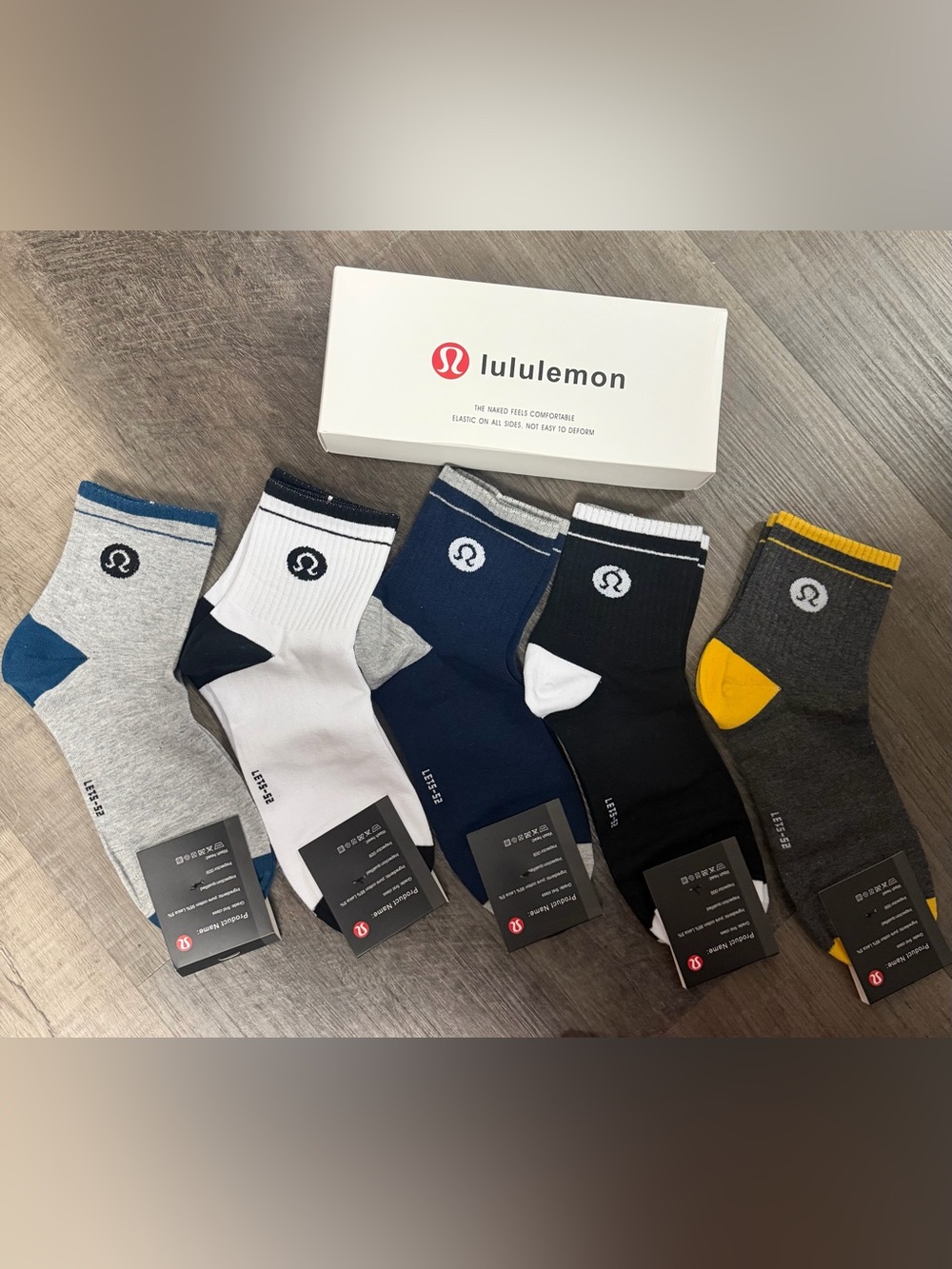 lululemon athletica Crew Socks - White, Navy, Black, gray and dark gray (5-Pack)
